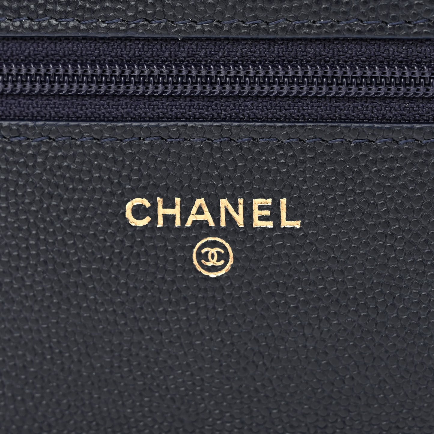 Caviar Quilted Wallet on Chain WOC Navy Blue