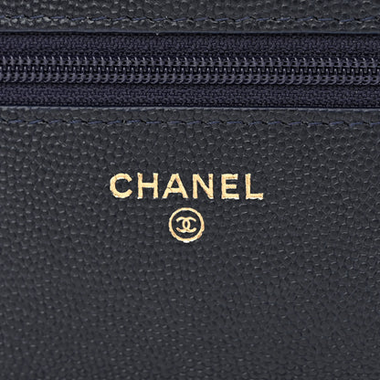 Chanel Caviar Quilted Wallet on Chain WOC Navy Blue 6 of 13