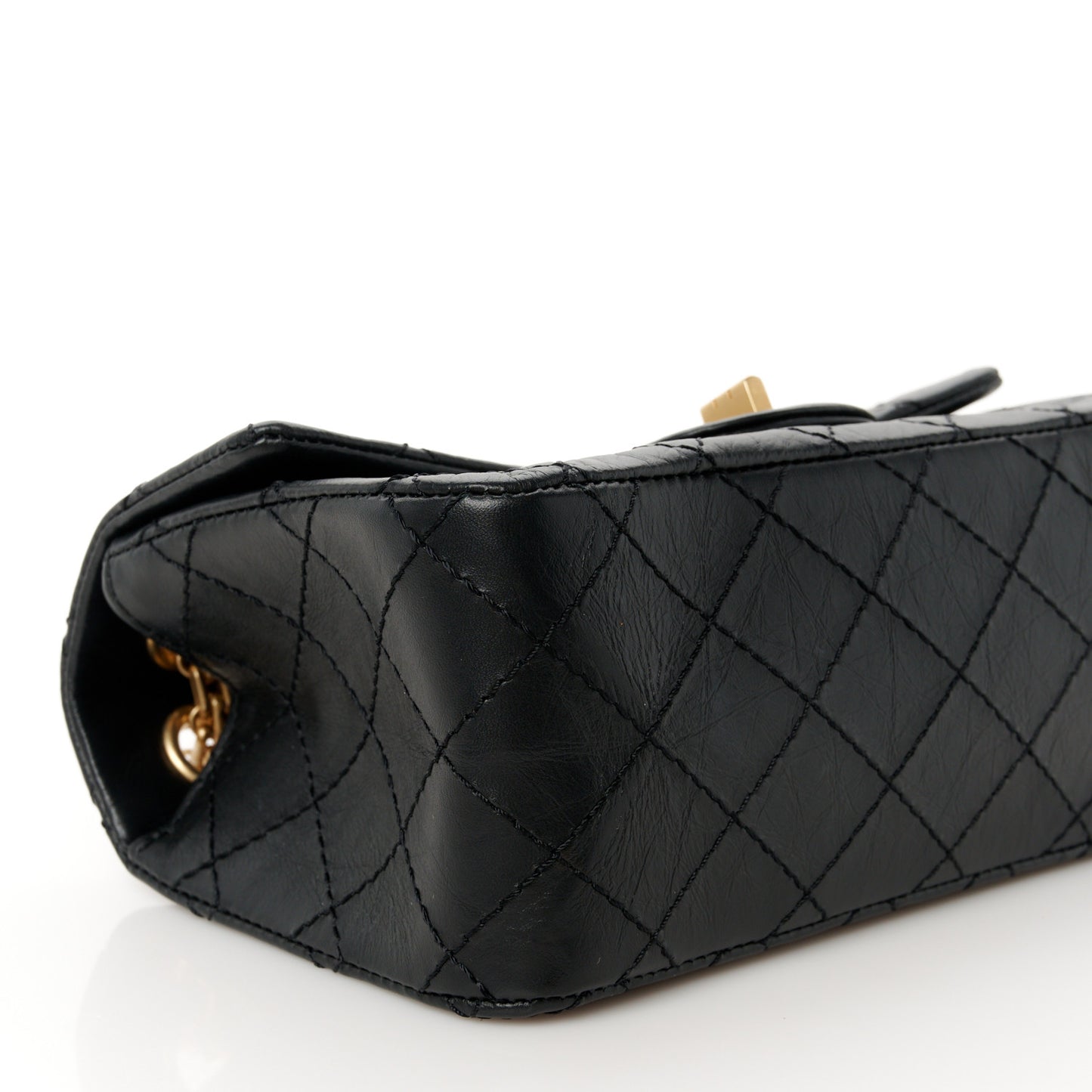 Aged Calfskin Quilted 2.55 Reissue Mini Flap Black