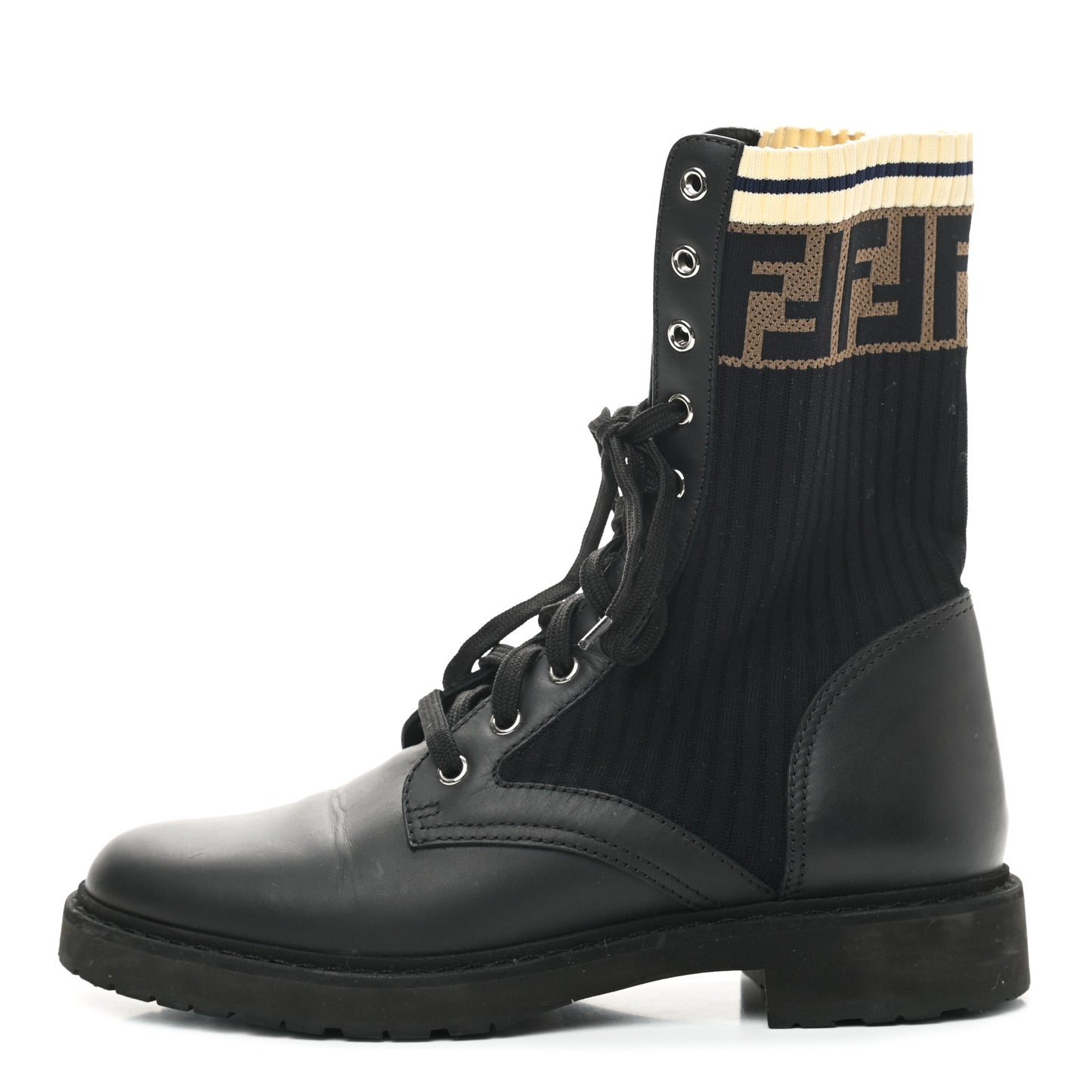 Calfskin Stretch Fabric Rockoko Biker Boots 39 Tobacco Black Marino