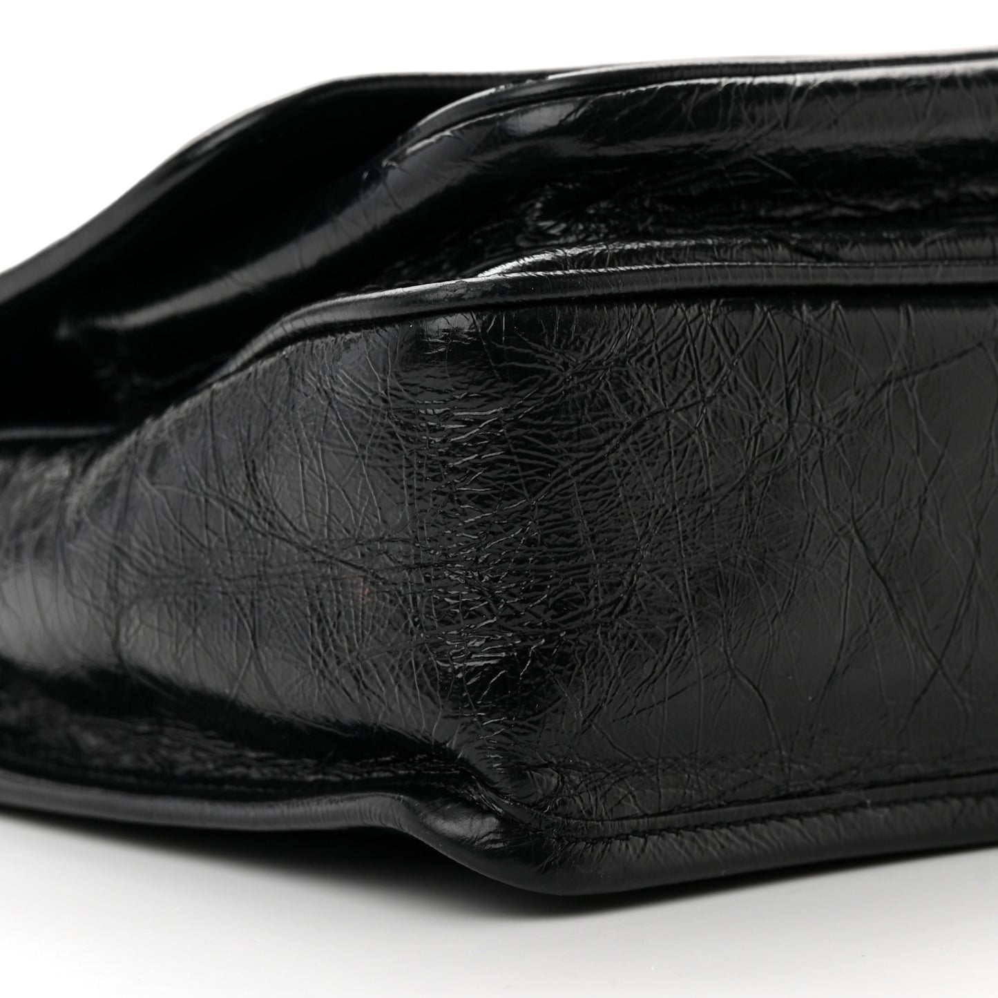 Crinkled Calfskin Matelasse Monogram Baby Niki Chain Satchel Black