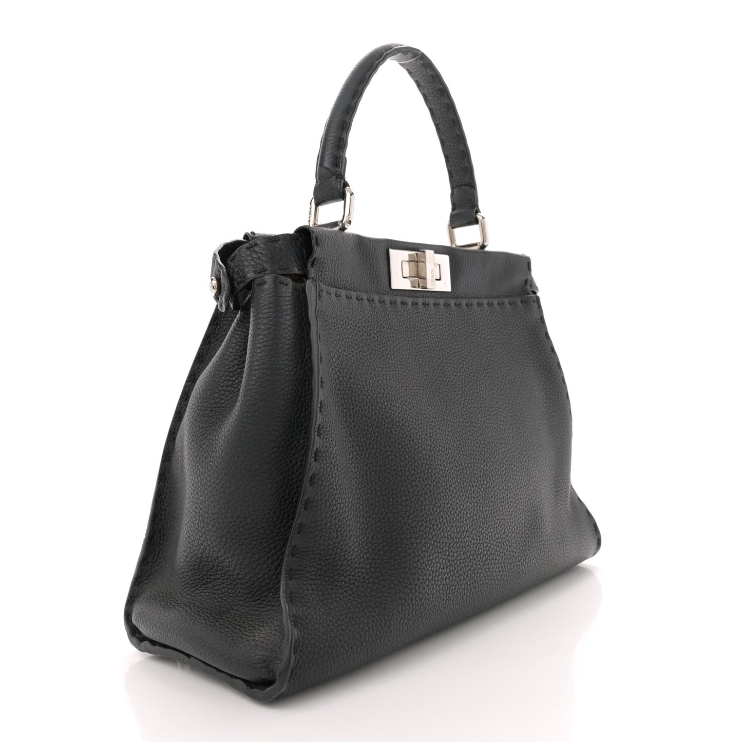 Cuoio Romano Selleria Bi-Color Medium Peekaboo Iconic Satchel Black Mou
