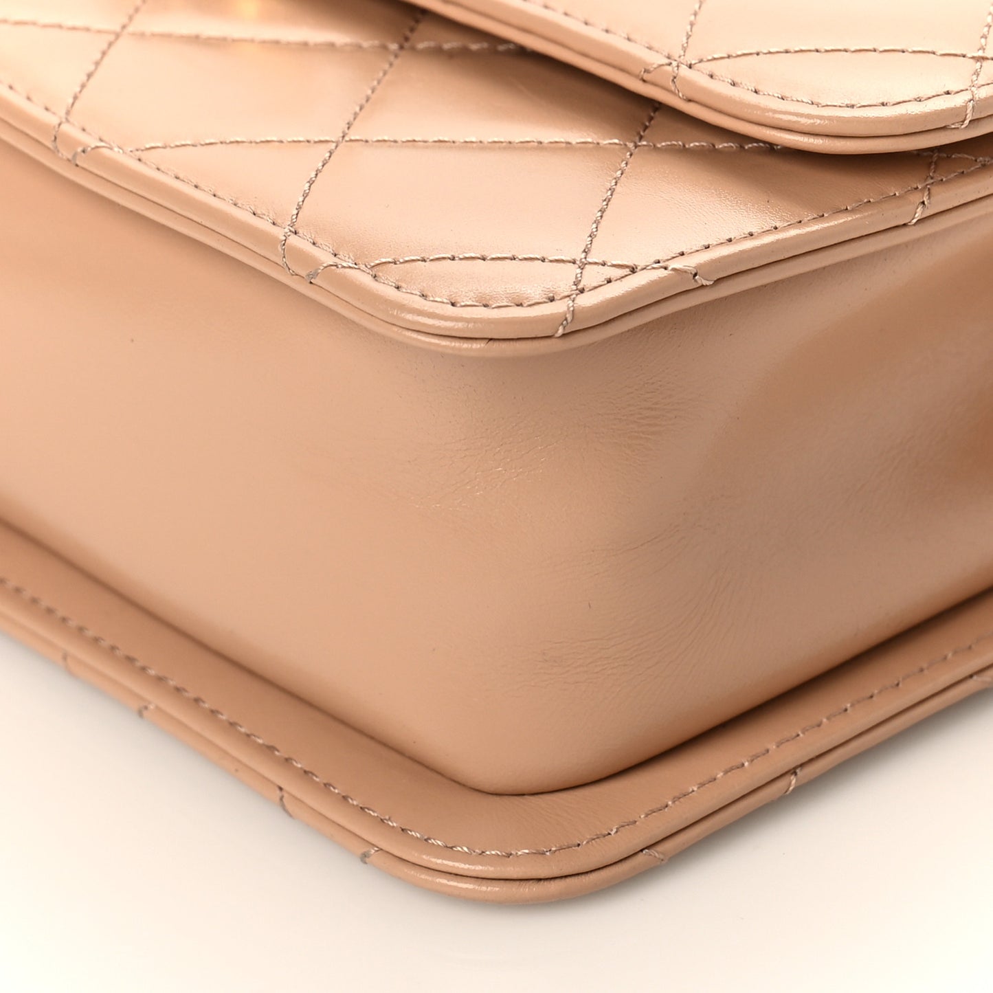 Calfskin Quilted Perfect Fit Flap Beige