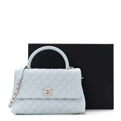 Chanel Caviar Quilted Small Coco Handle Flap Light Blue 3 of 12