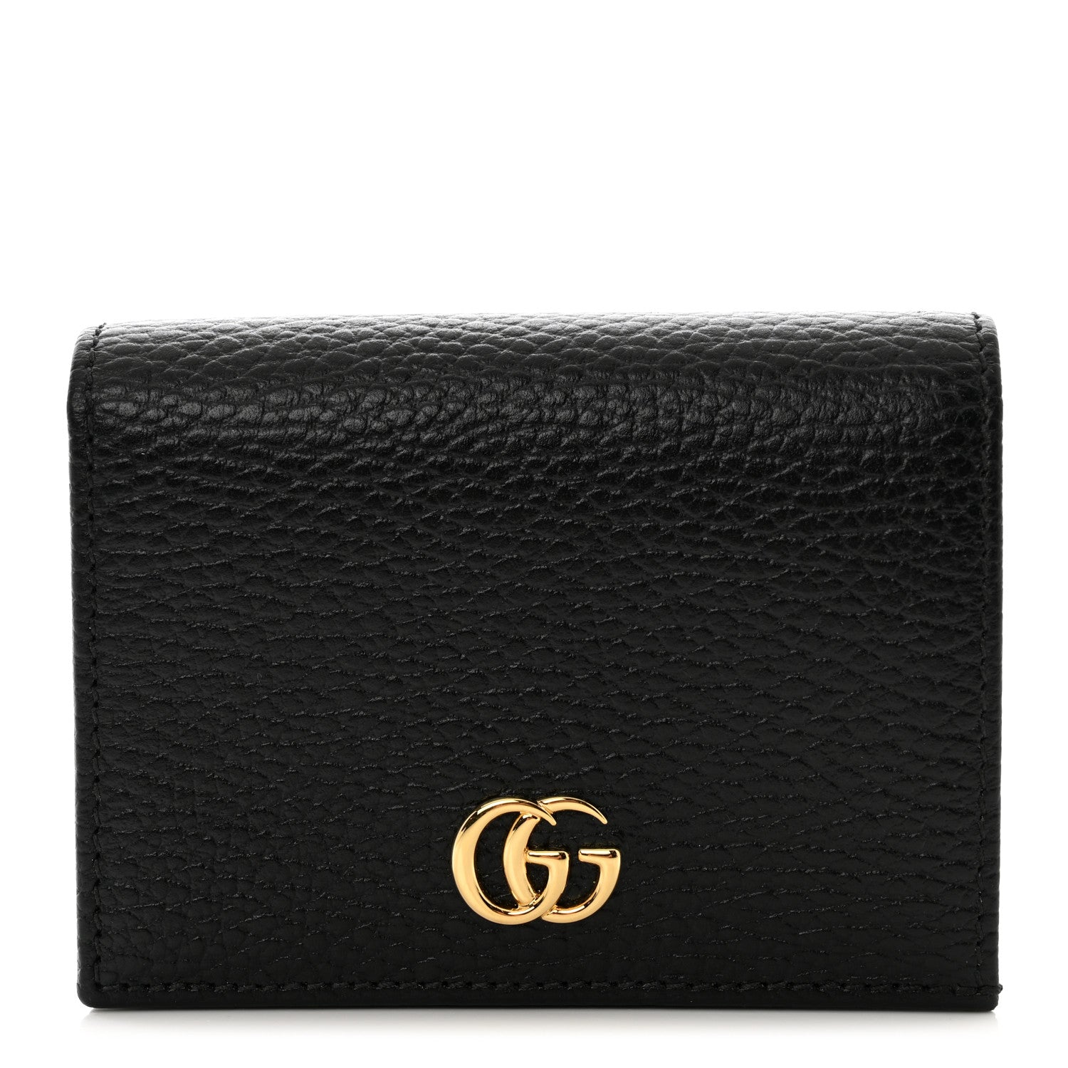 Gucci Pebbled Calfskin GG Marmont Card Case Black 1 of 8