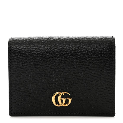 Gucci Pebbled Calfskin GG Marmont Card Case Black 1 of 8