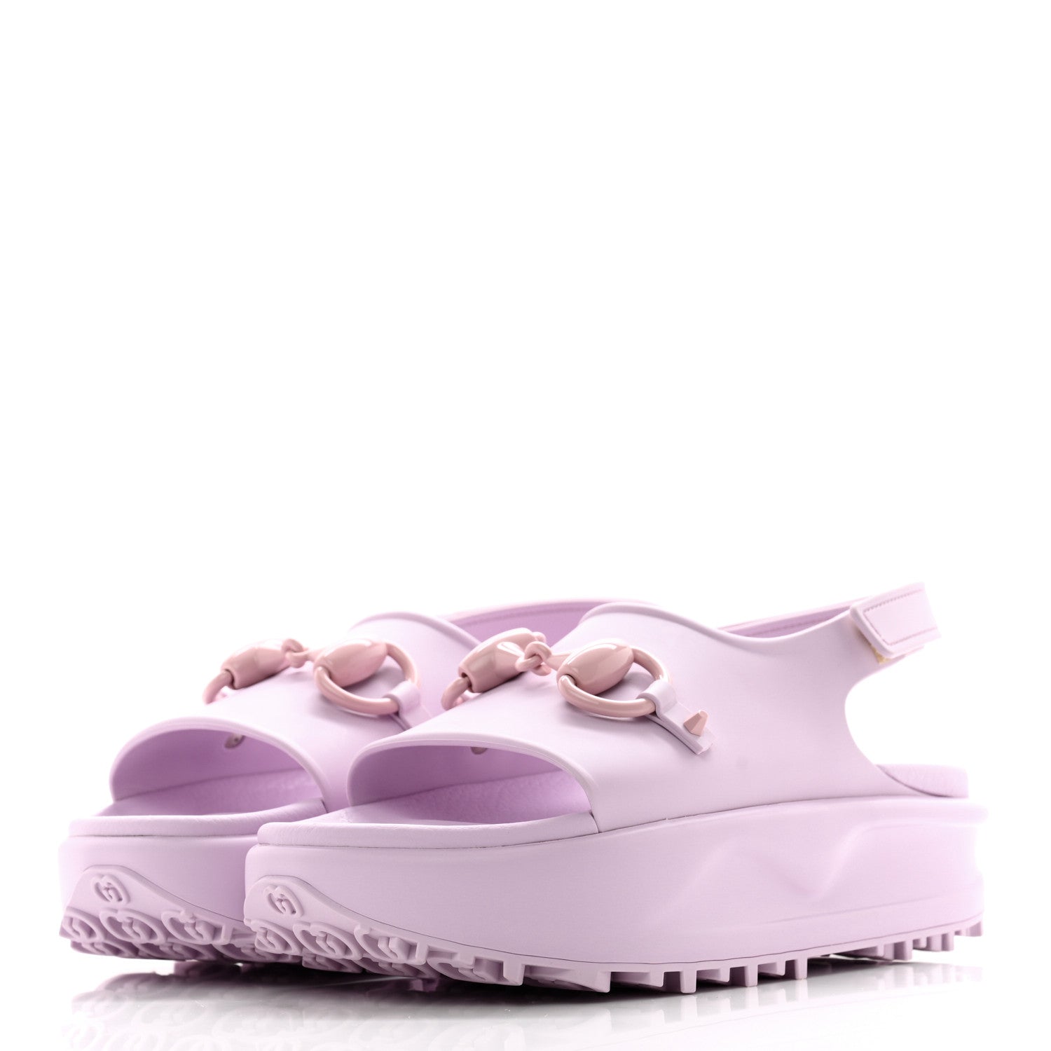 Gucci Soft Rubber Horsebit Touch Womens Strapped Sandals 39 Talc Pink 3 of 10