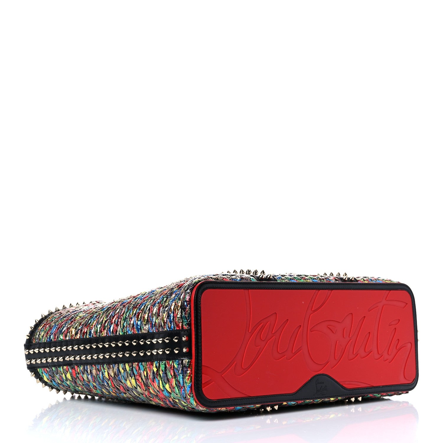 Christian Louboutin Calfskin Metallic Straw Spikes East West Cabata Tote Multicolor 4 of 24