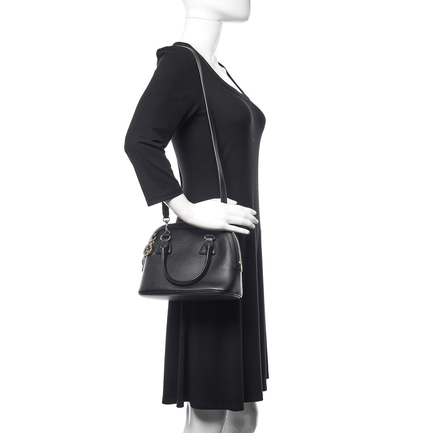 Gucci Dollar Calfskin Small GG Charm Dome Bag Black 2 of 9