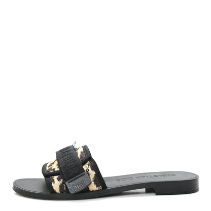 Christian Dior Technical Stretch Fabric Leopard Dio(r)evolution Slide Sandals 39 Black Natural 1 of 11