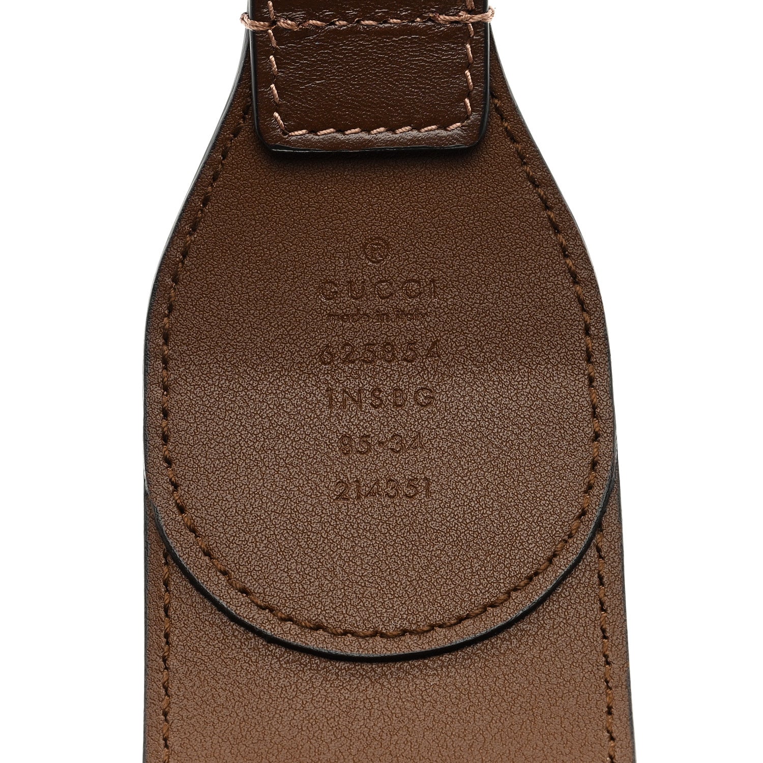Gucci Efesto Leather GG Supreme Monogram Horsebit 50/25mm Belt 85 34 Brown Sugar Beige Ebony 3 of 4