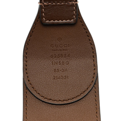 Gucci Efesto Leather GG Supreme Monogram Horsebit 50/25mm Belt 85 34 Brown Sugar Beige Ebony 3 of 4