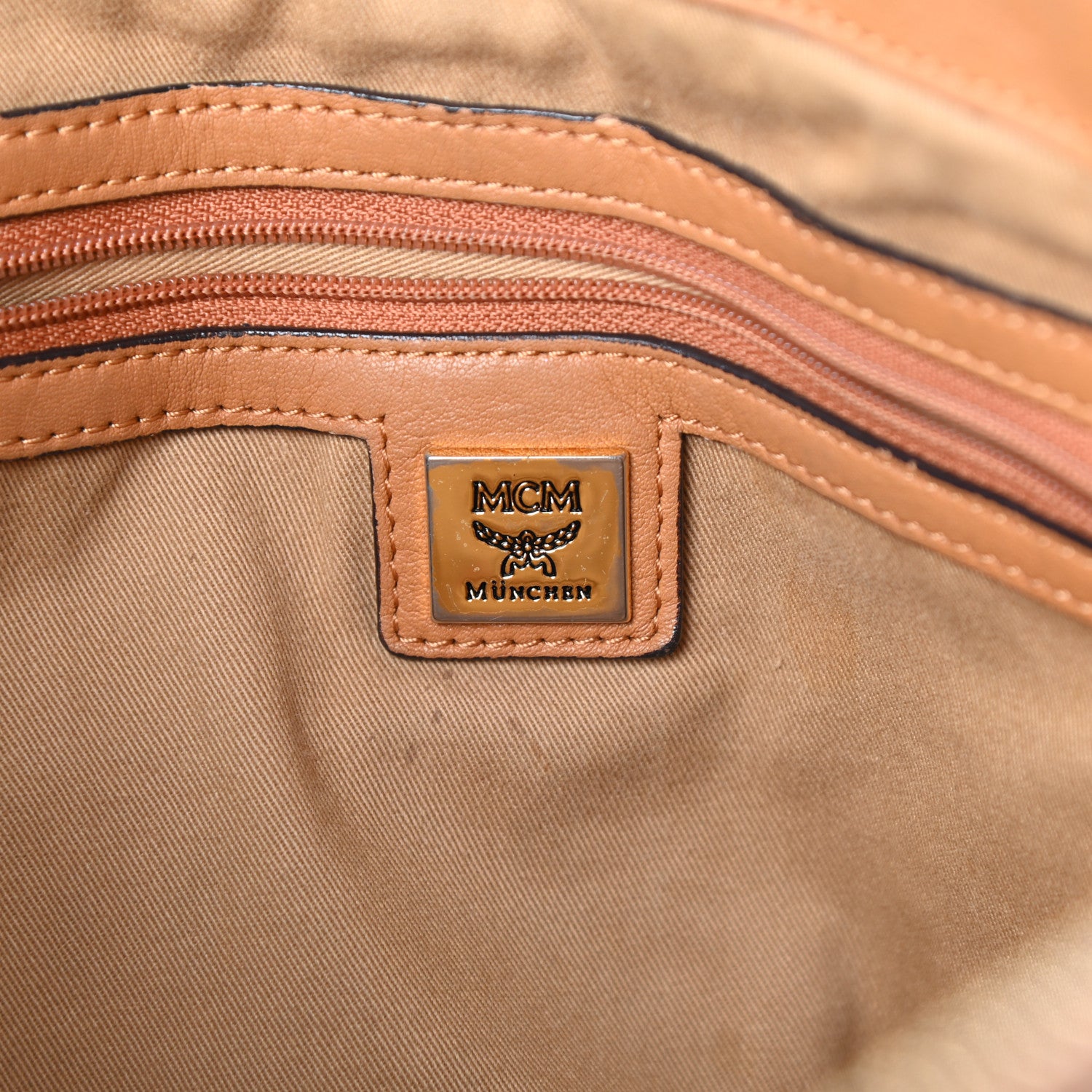 MCM Visetos Medium Essentials Shopper Tote Cognac 6 of 15