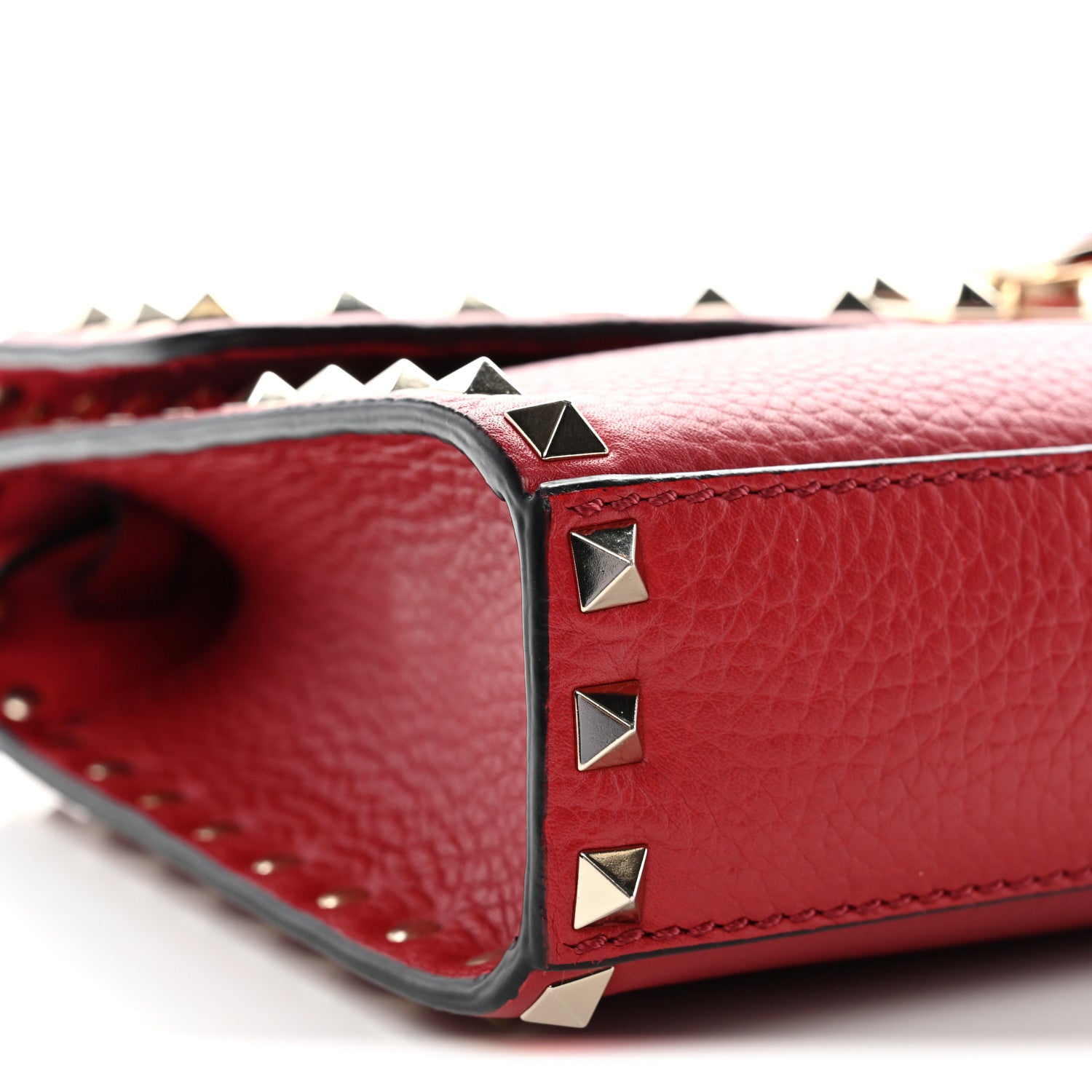 Valentino Garavani Pebbled Calfskin Medium Rockstud Flip Lock Crossbody Bag Red 8 of 9