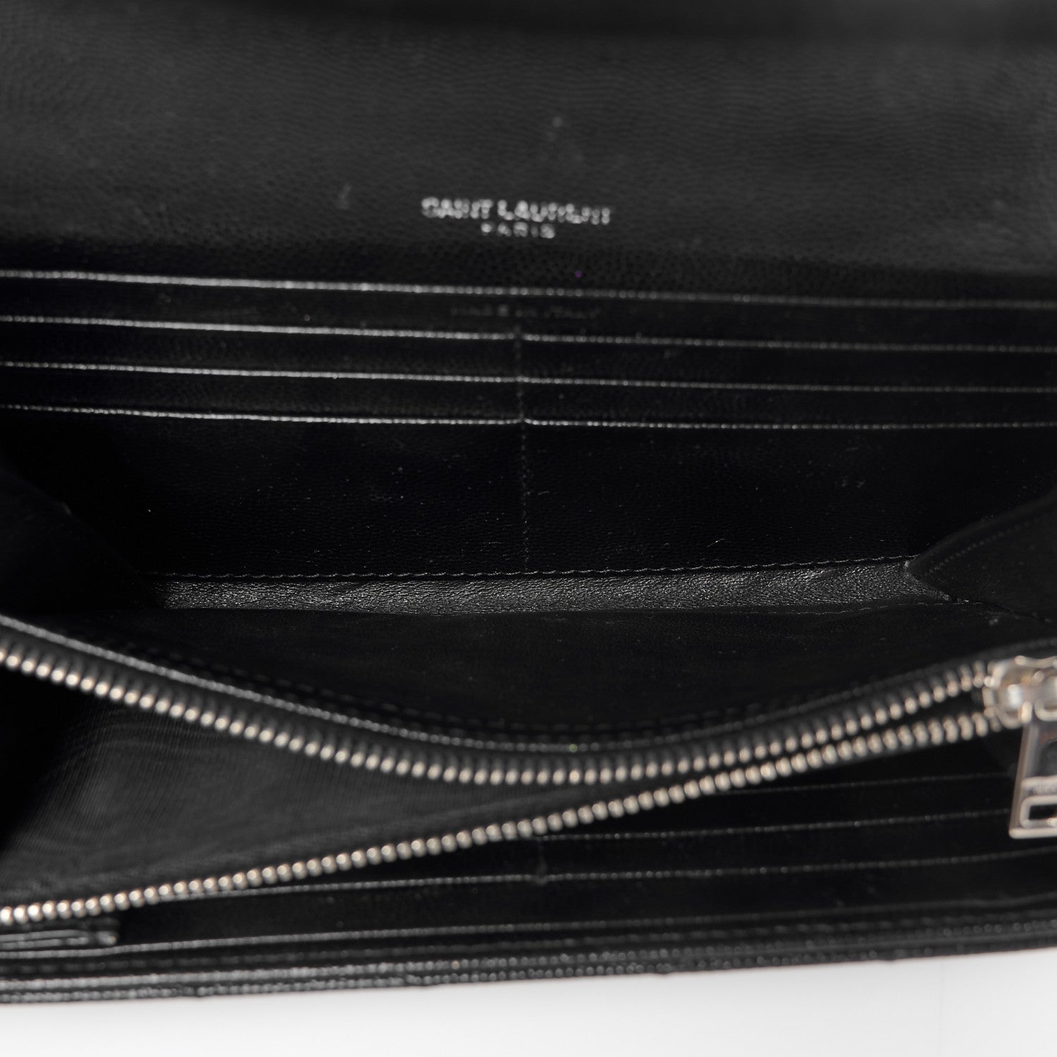 Saint Laurent Grain De Poudre Matelasse Chevron Monogram Flap Wallet Black 5 of 9