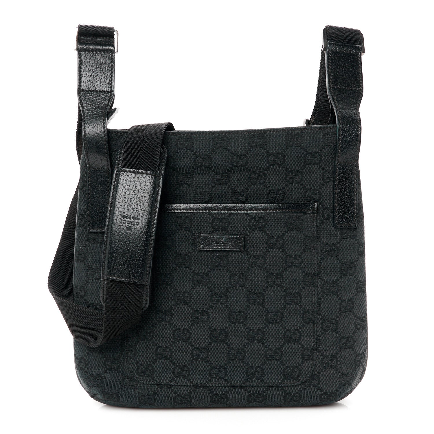 Gucci Monogram Flat Messenger Bag Black 1 of 11