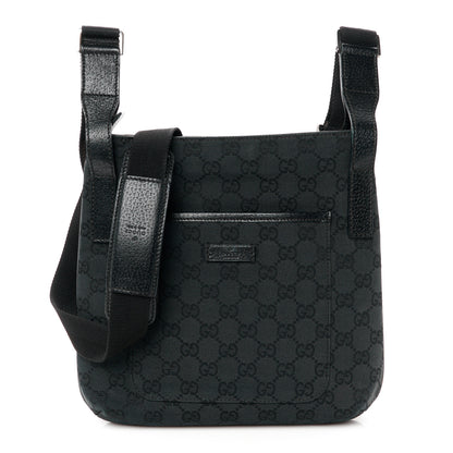 Gucci Monogram Flat Messenger Bag Black 1 of 11