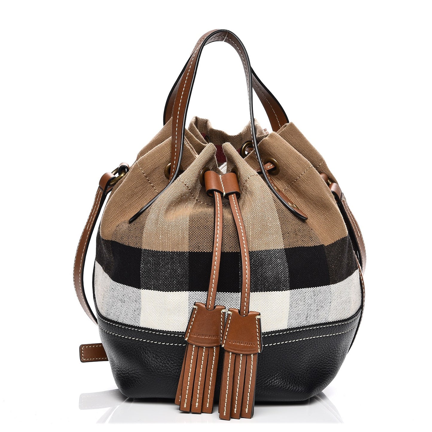 Canvas Mega Check Small Bucket Tan