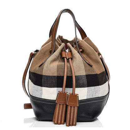 Burberry Canvas Mega Check Small Bucket Tan 1 of 11