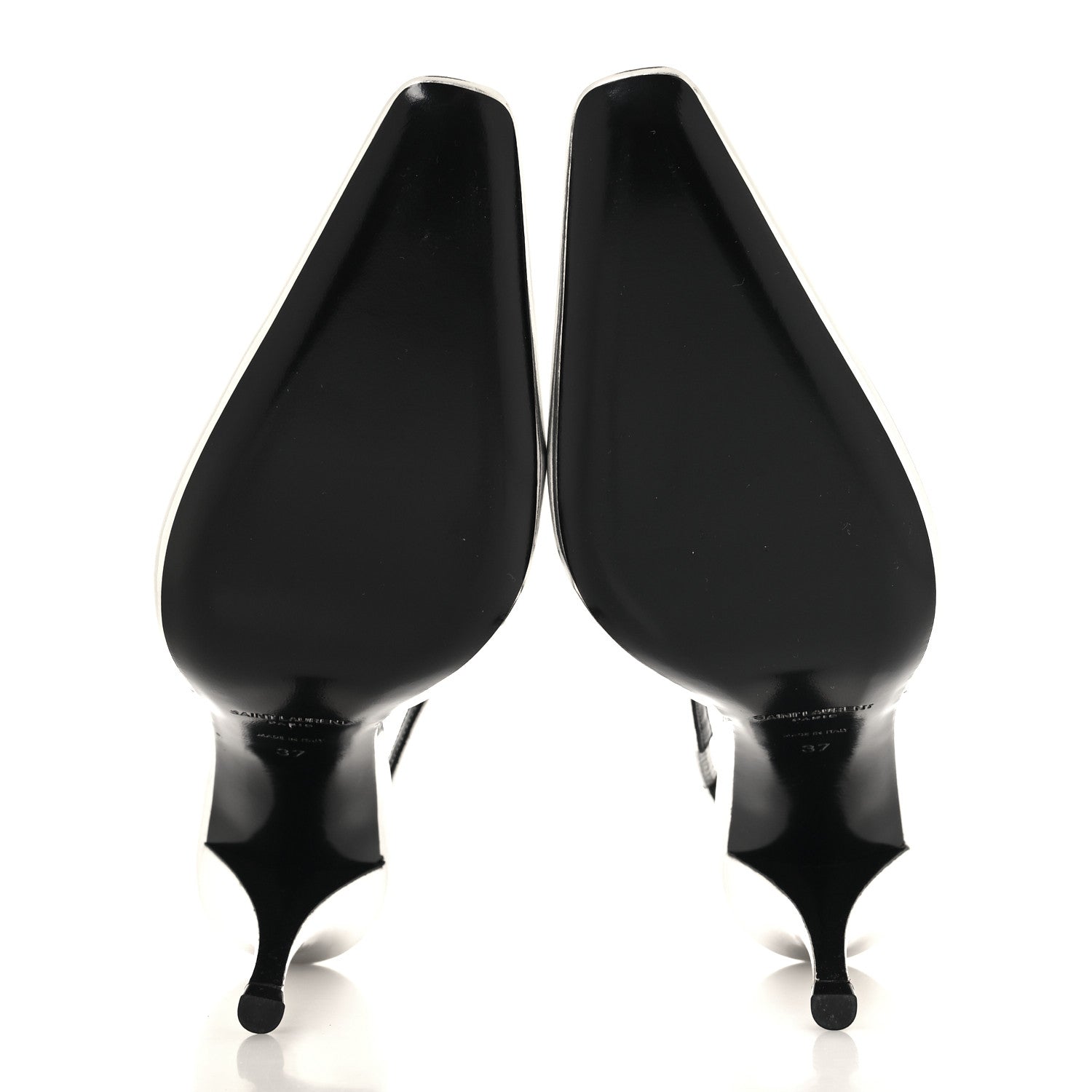 Saint Laurent Glazed Calfskin Tom 90 Dream Slingback Pumps 37 Argento 5 of 9