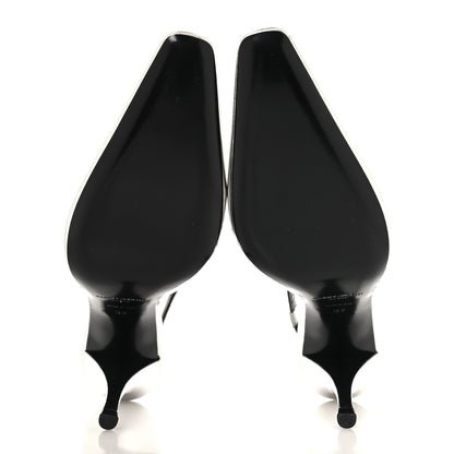 Saint Laurent Glazed Calfskin Tom 90 Dream Slingback Pumps 37 Argento 5 of 9