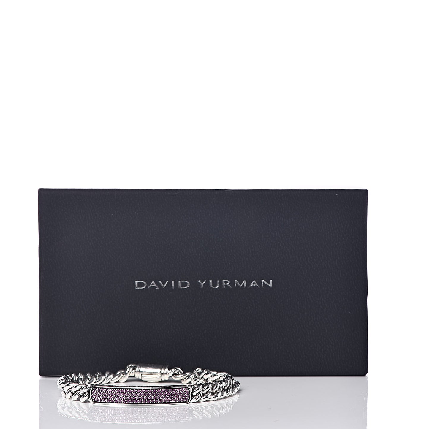 Sterling Silver Pave Pink Sapphire 6mm Petite ID Bracelet