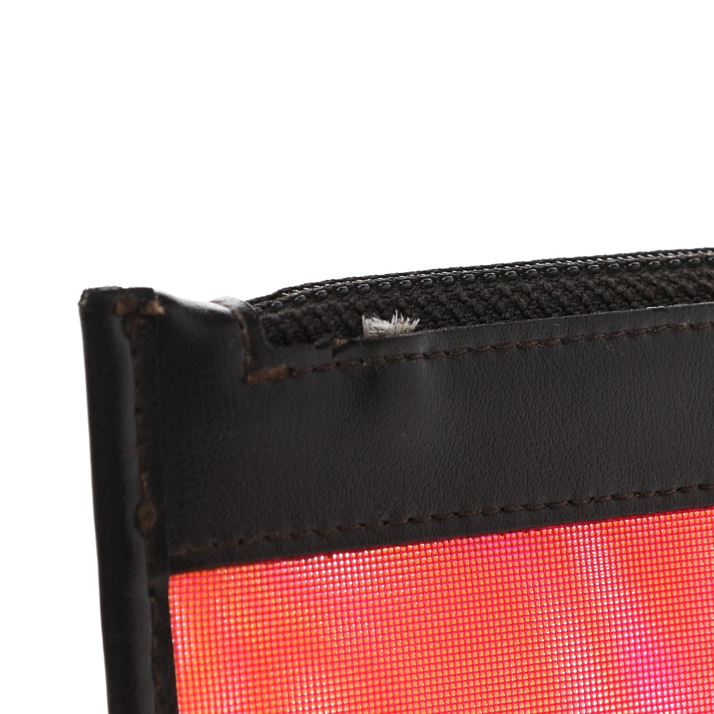 Mesh Lambskin Pouch Pink Black