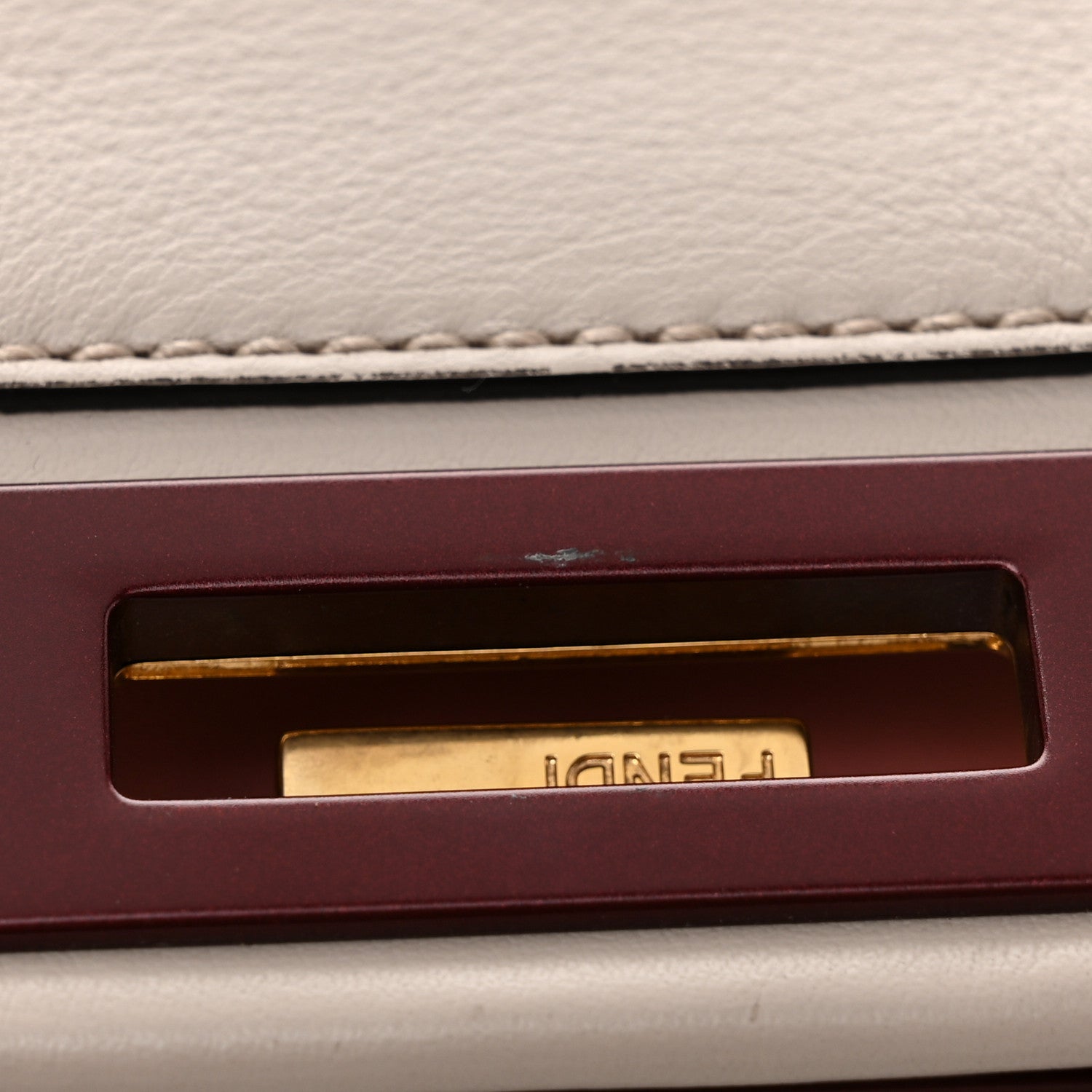 Fendi Vitello Seta Shiny Nappa Medium Peekaboo Iconic Satchel Grigio Polvere Bois de Rose 13 of 13