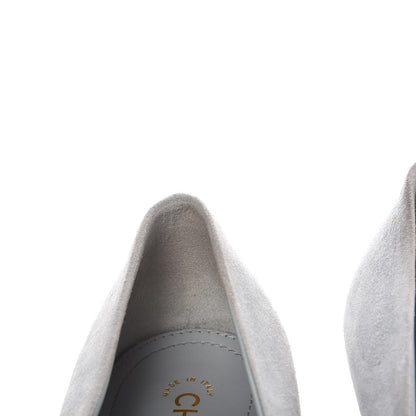 Chanel Suede Calfskin Camellia Ballerina Pumps 37.5 Light Blue 14 of 15