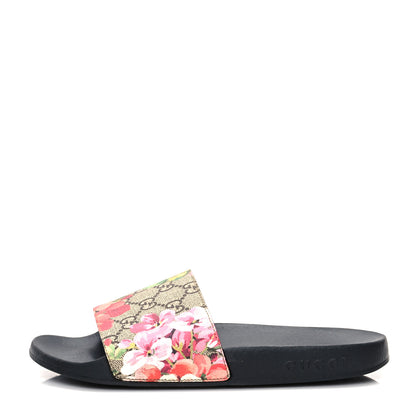Gucci GG Supreme Monogram Blooms Slide Sandals 37 Beige Multicolor 1 of 8