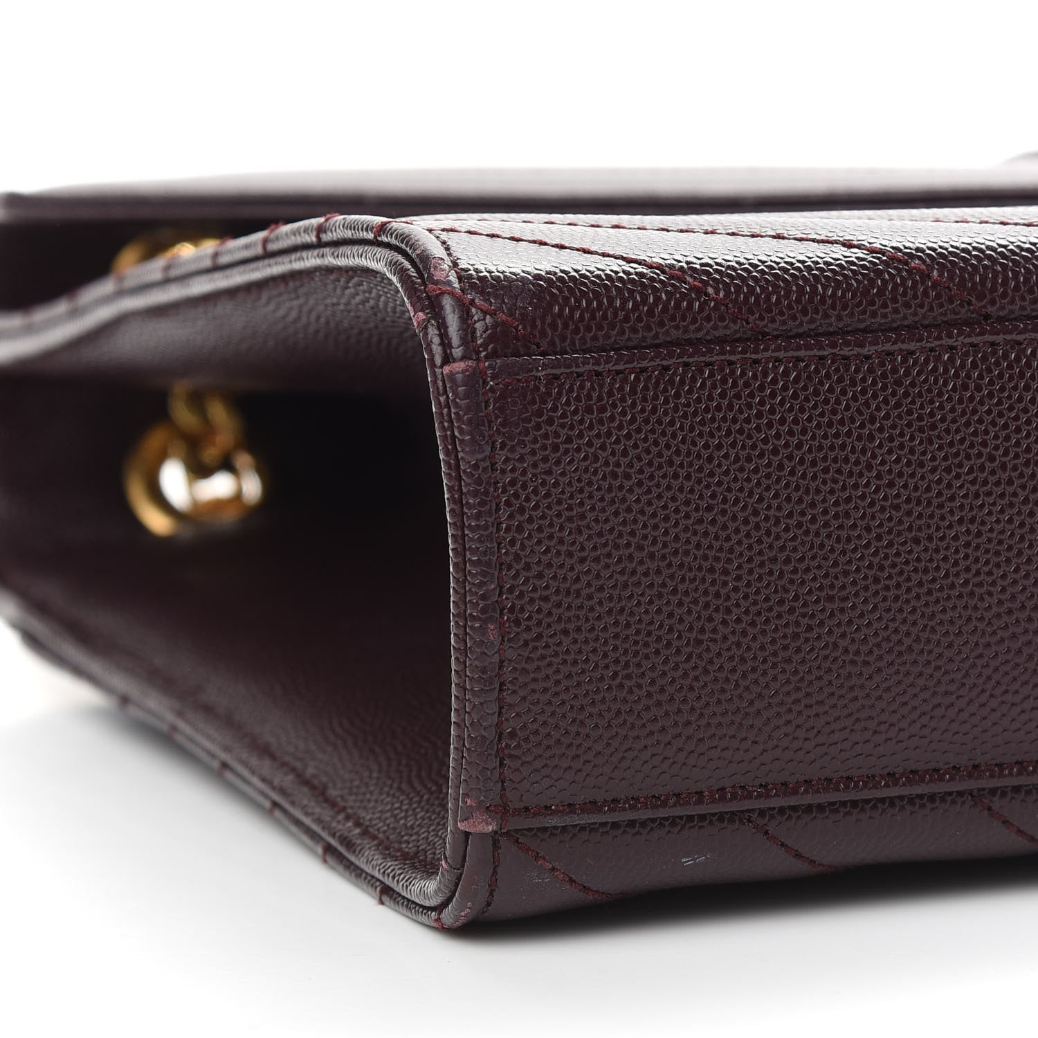 Saint Laurent Grain De Poudre Matelasse Chevron Large Monogram Satchel Rouge Legion 7 of 11