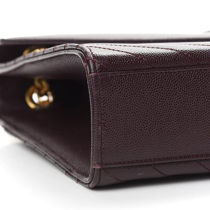 Saint Laurent Grain De Poudre Matelasse Chevron Large Monogram Satchel Rouge Legion 7 of 11