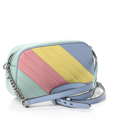 Gucci Calfskin Matelasse Diagonal Small GG Marmont Chain Shoulder Bag Multicolor Pastel 3 of 10