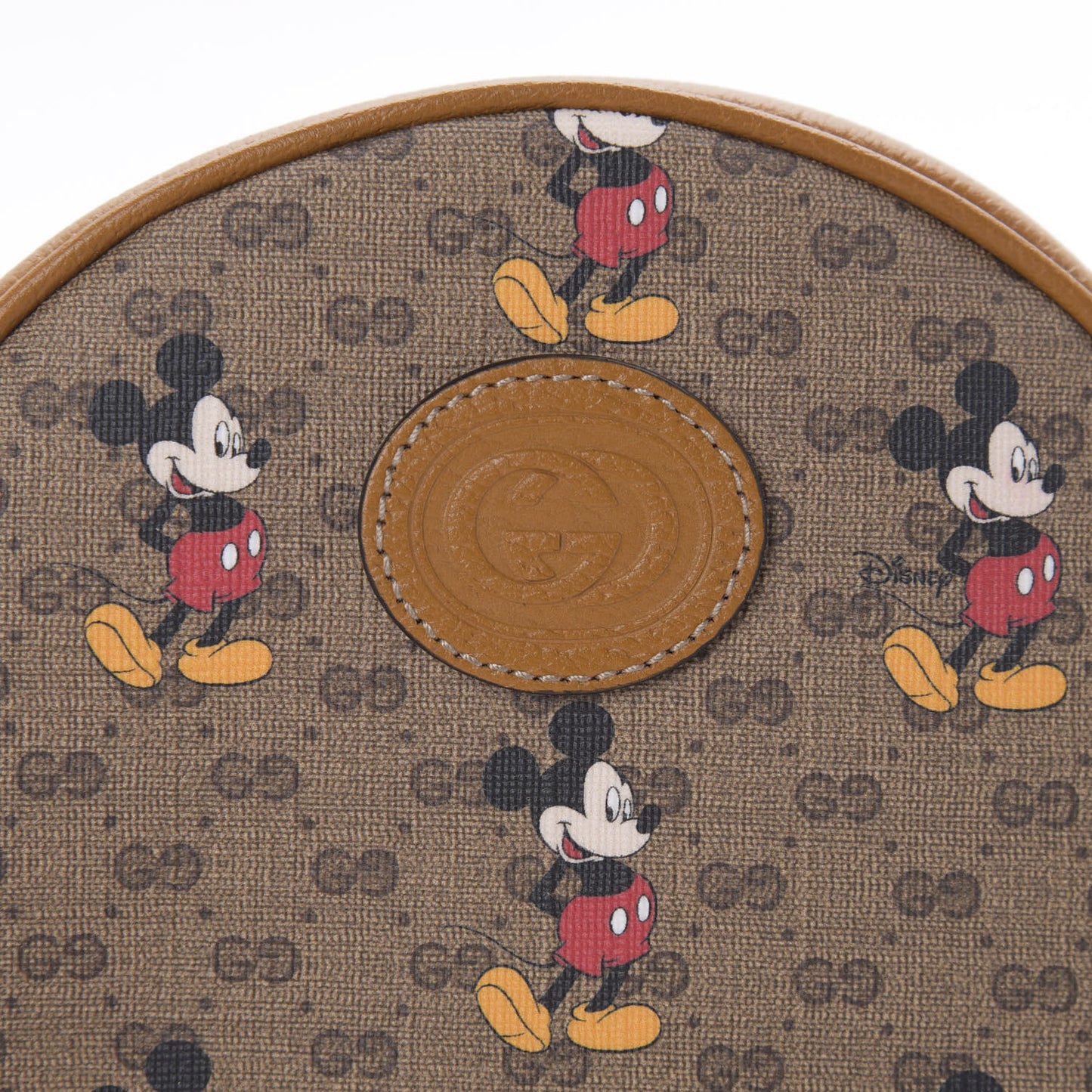 X DISNEY Mini Vintage GG Supreme Monogram Mickey Mouse Round Backpack Beige Vintage Sun Oil
