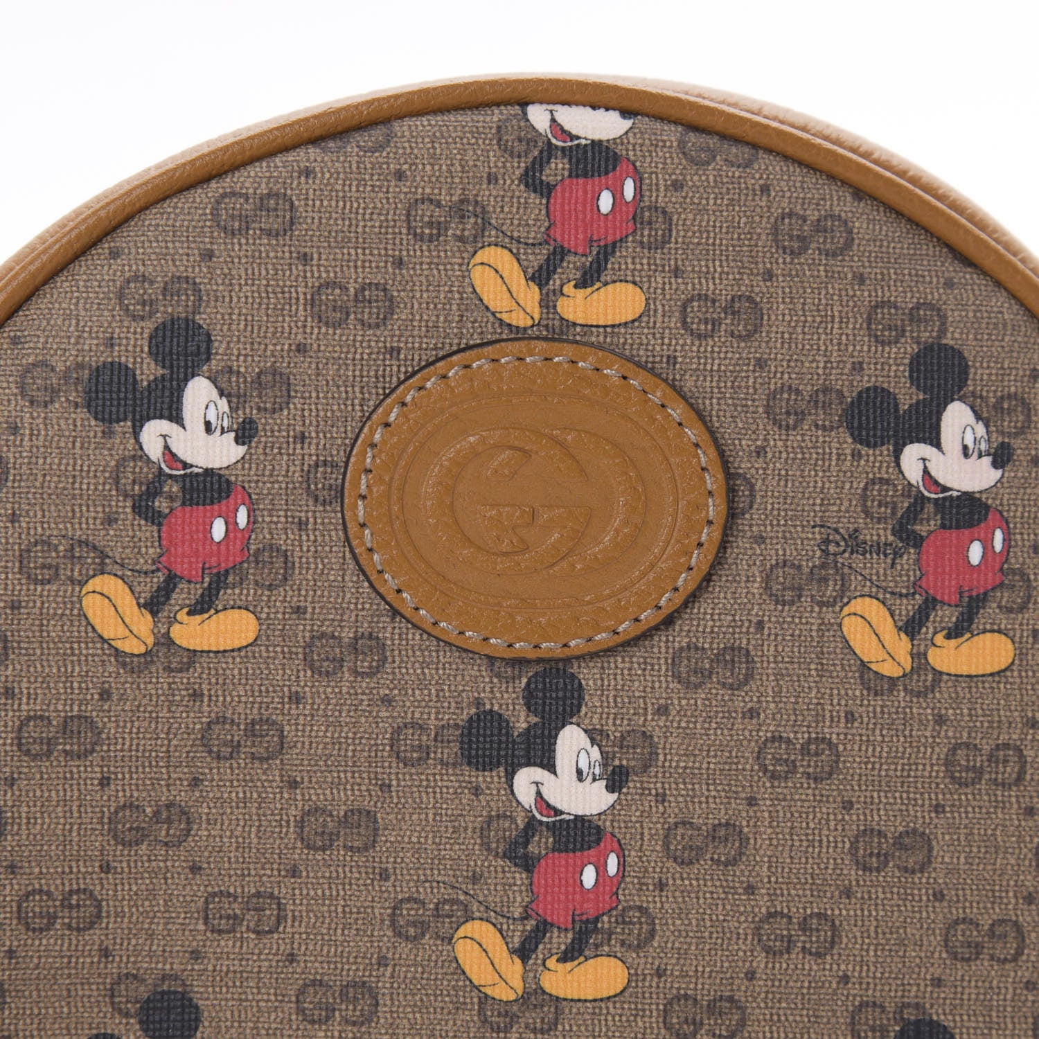 Gucci X DISNEY Mini Vintage GG Supreme Monogram Mickey Mouse Round Backpack Beige Vintage Sun Oil 9 of 10