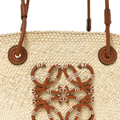 Loewe Calfskin Raffia Small Anagram Basket Tote Bag Natural Tan 7 of 9