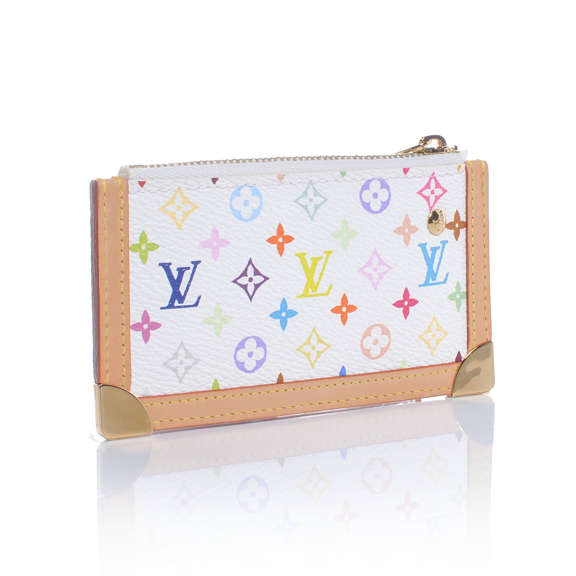 Louis Vuitton Monogram Multicolor Key Pouch White 3 of 8