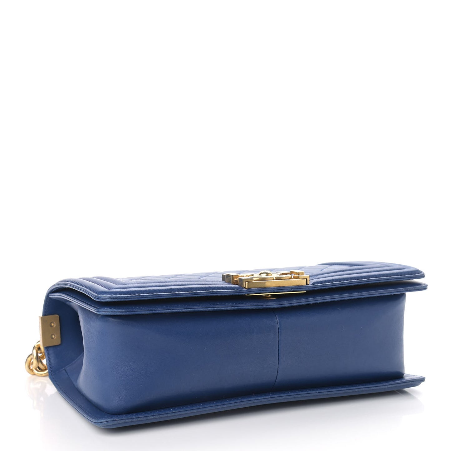 Lambskin Quilted Medium Boy Flap Blue