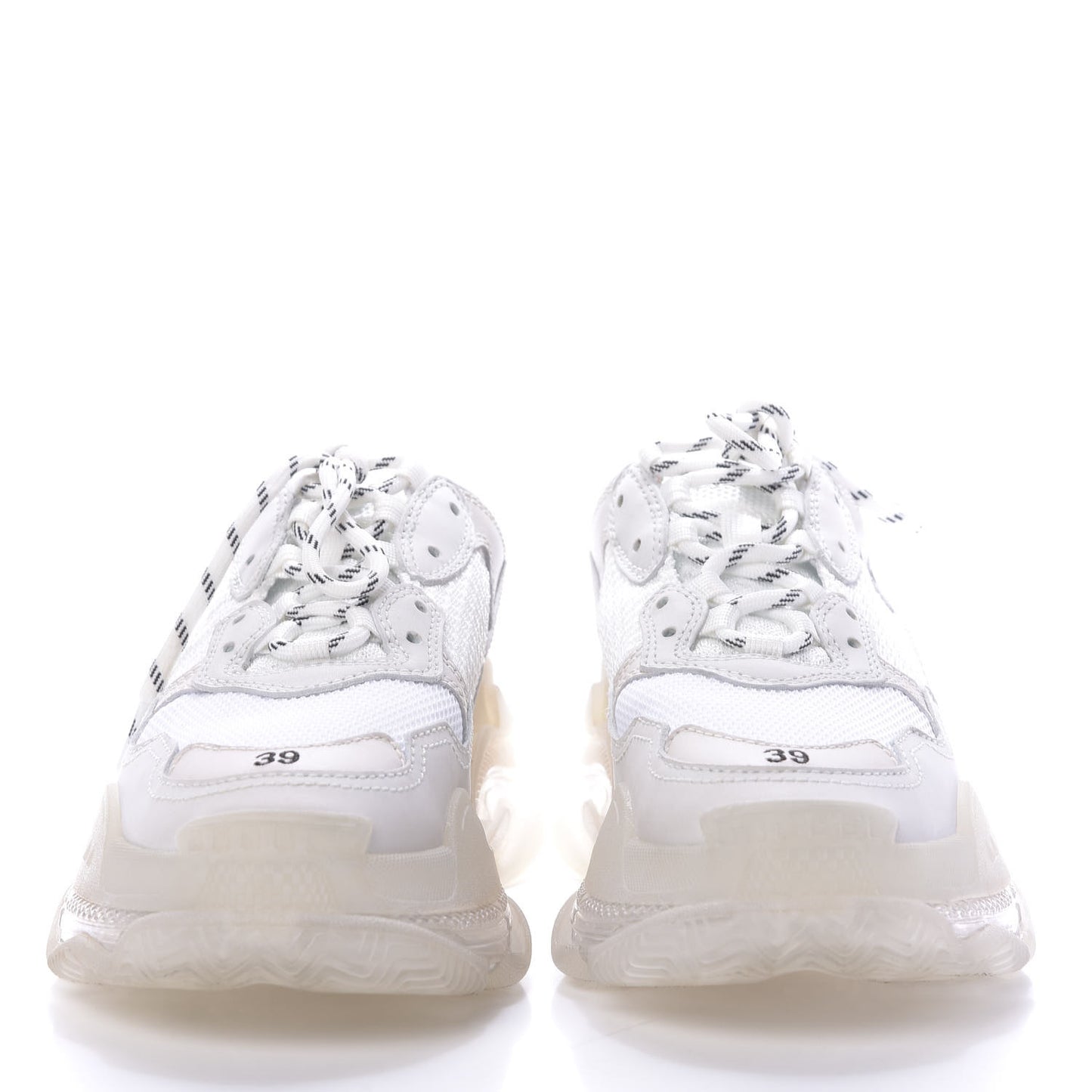 Fabric Mesh Clear Sole Womens Triple S Sneakers 39 White