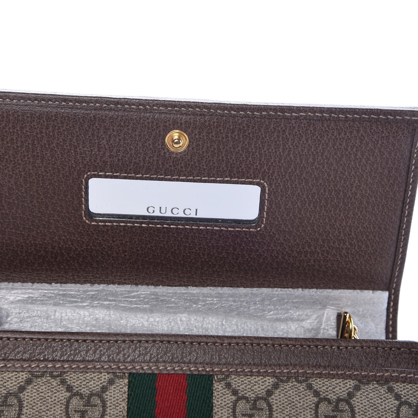 GG Supreme Monogram Web Ophidia Wallet On Chain Brown
