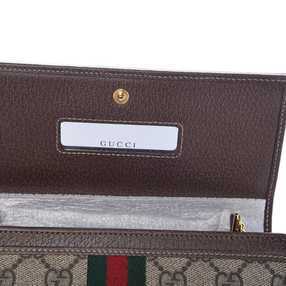 Gucci GG Supreme Monogram Web Ophidia Wallet On Chain Brown 6 of 9