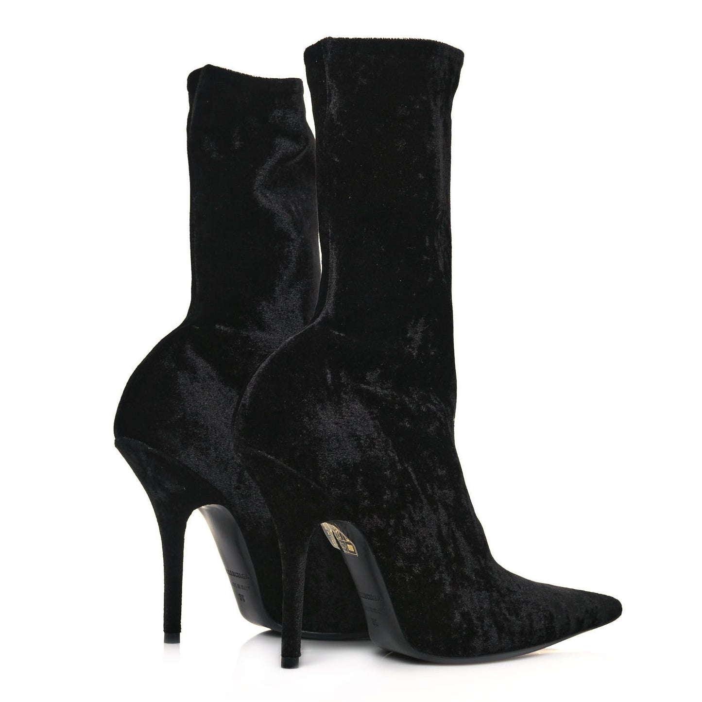 Velvet Spandex Extreme Pointed Toe Knife Ankle Boots 38 Black
