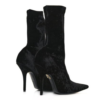 Balenciaga Velvet Spandex Extreme Pointed Toe Knife Ankle Boots 38 Black 4 of 6