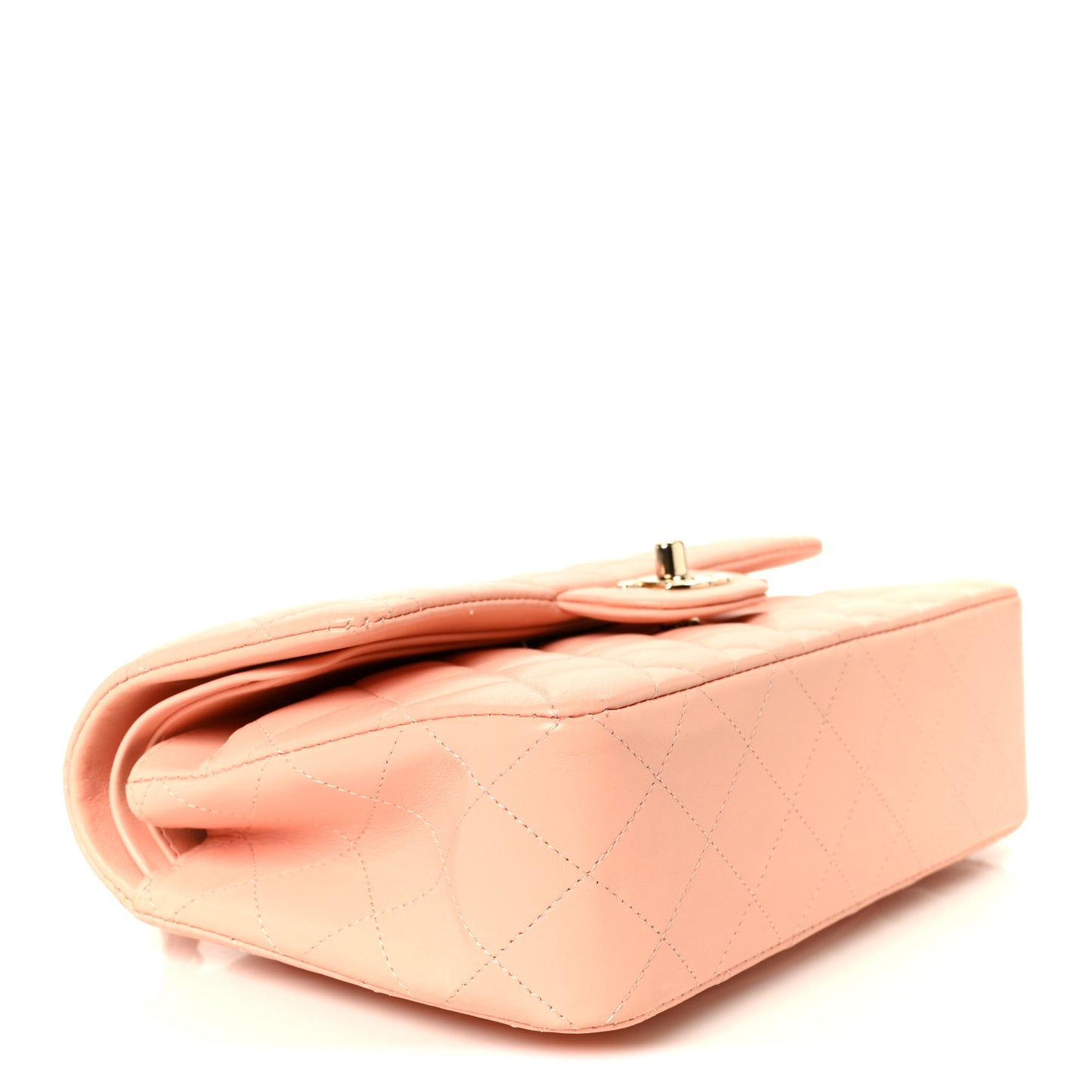 Lambskin Quilted Small Double Flap Light Orange