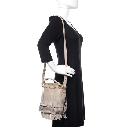 Saint Laurent Calfskin Small Emmanuelle Fringe Bucket Bag Vintage White 2 of 9