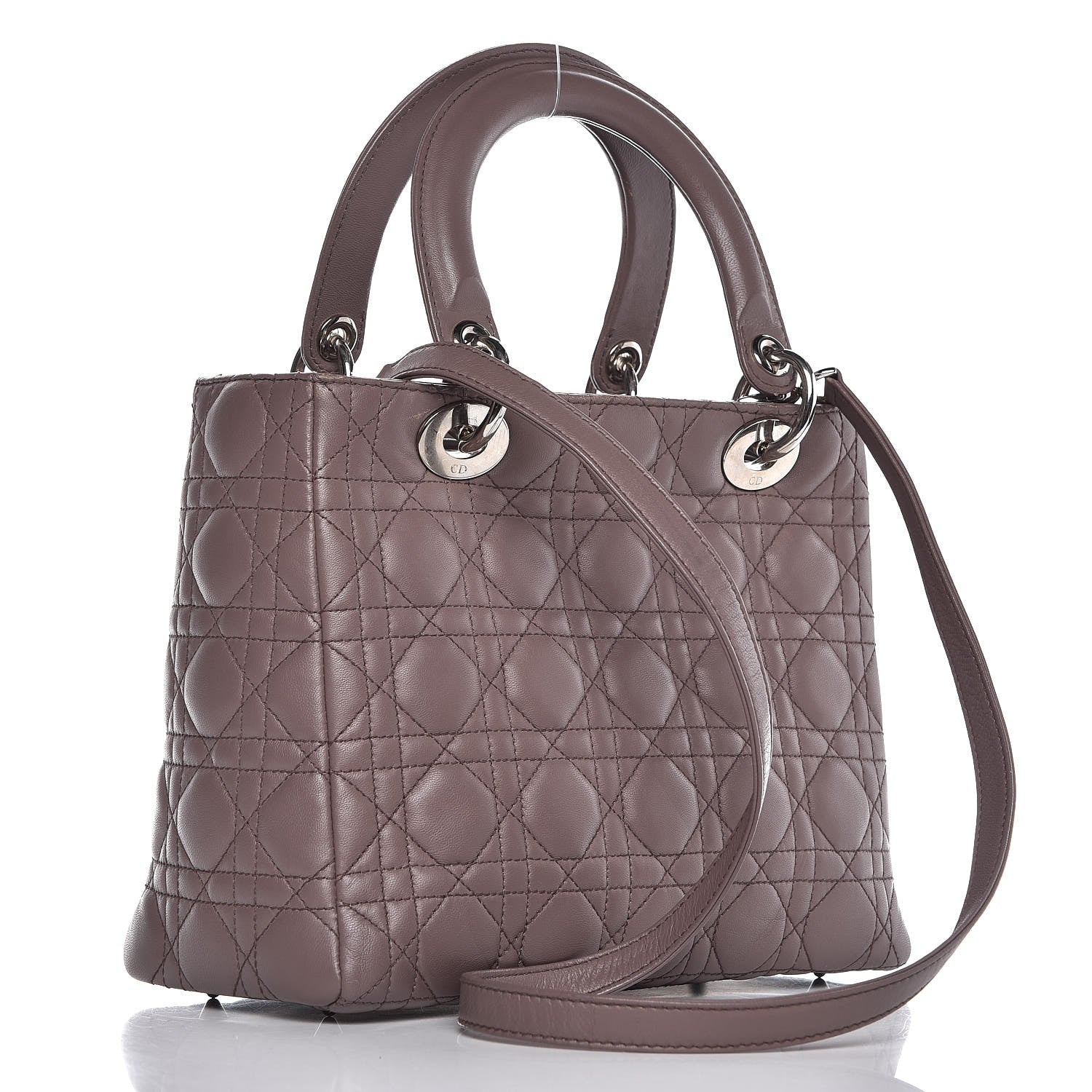 Christian Dior Lambskin Cannage Medium Lady Dior Grey 3 of 7