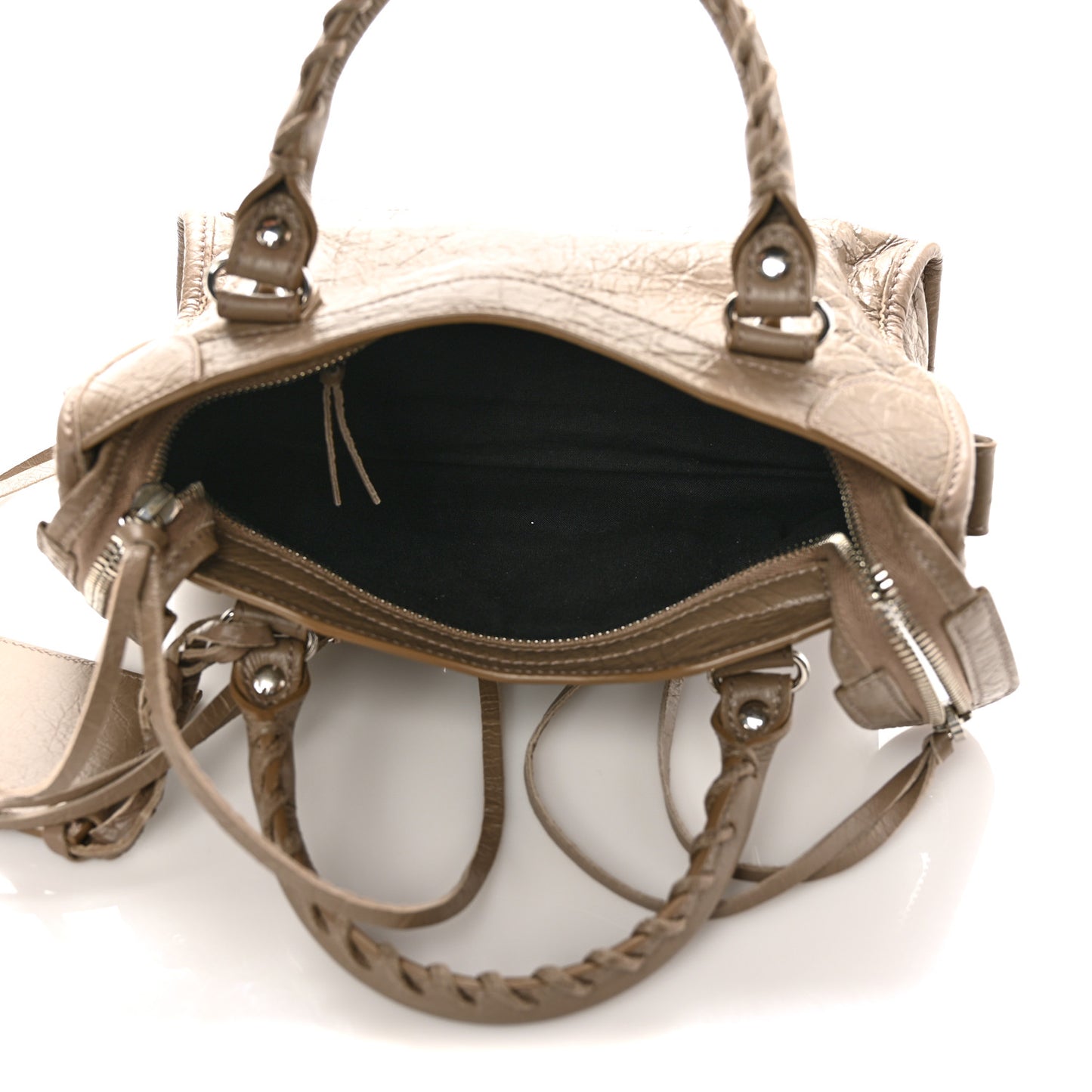 Agneau Classic Silver Hardware Mini City Dark Mink Grey