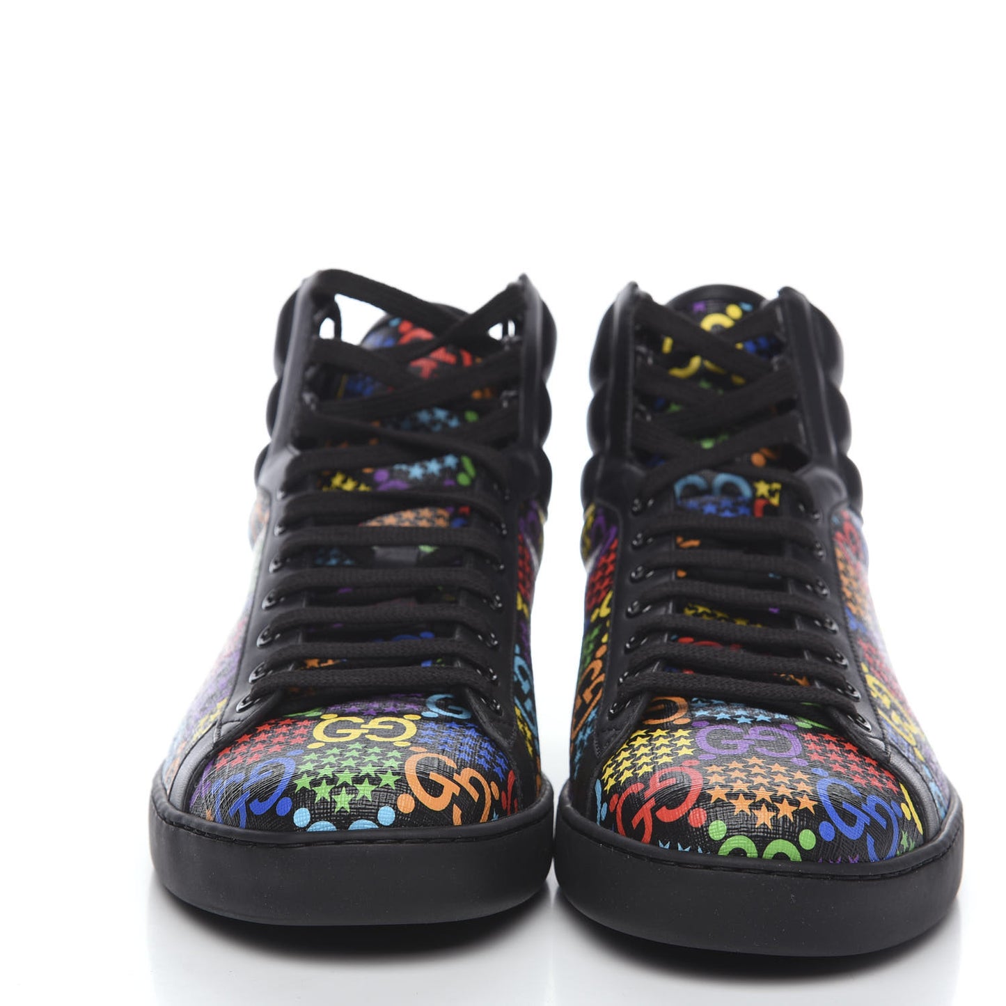 GG Supreme Monogram Psychedelic Mens High Top Sneakers 10 Black Multicolor