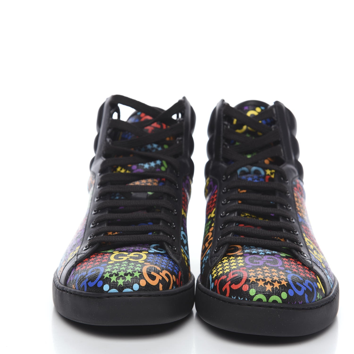 Gucci GG Supreme Monogram Psychedelic Mens High Top Sneakers 10 Black Multicolor 2 of 8