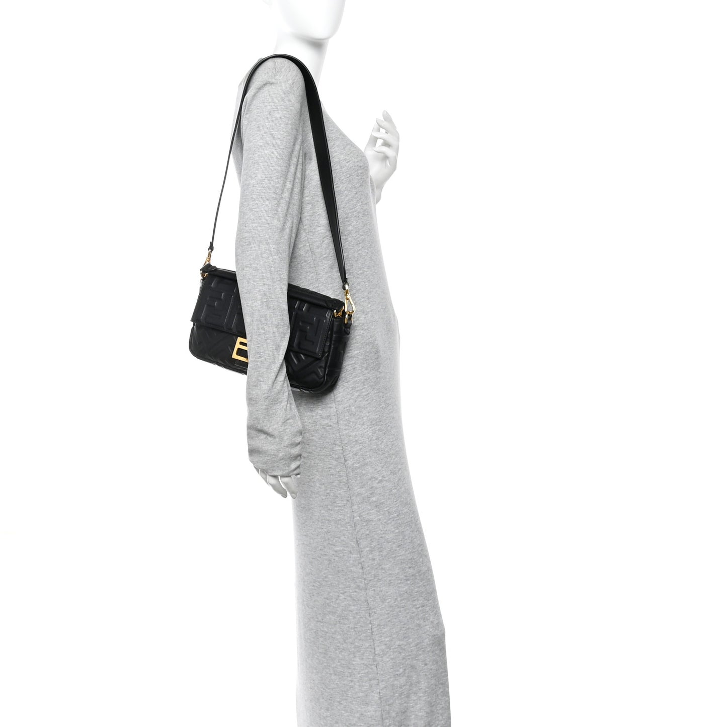 Nappa FF 1974 Embossed Baguette Black